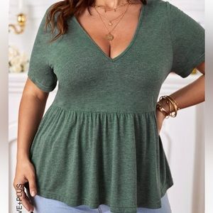 SHEIN EMERY ROSE Plus V Neck Peplum Tee Size 3XL (18) NEW